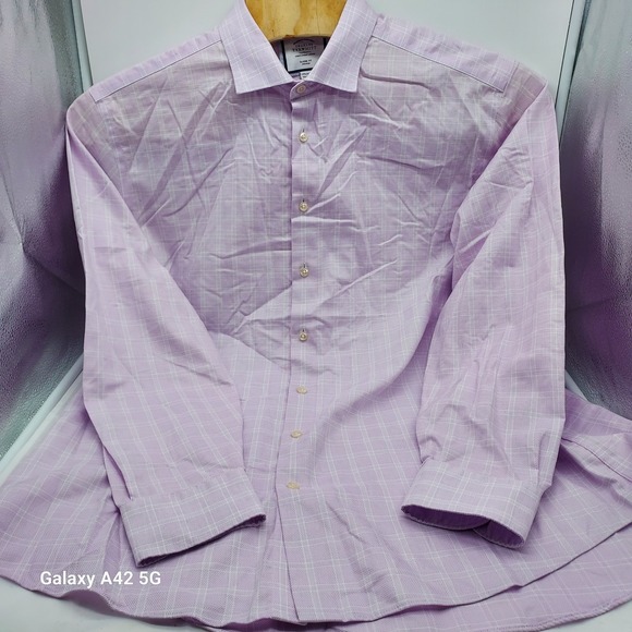 Charles Tyrwhitt Classic Fit Non Iron Pink Check Dress Shirt 17 1/2 36 - Picture 6 of 7
